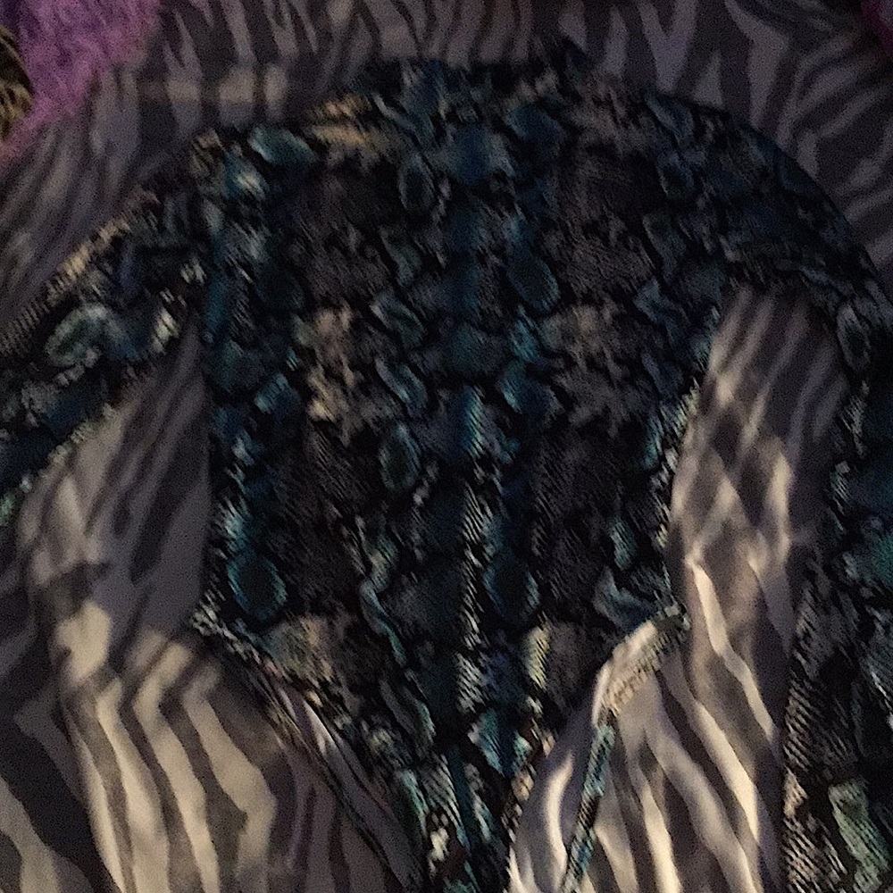 Blue and black snake skin body suit